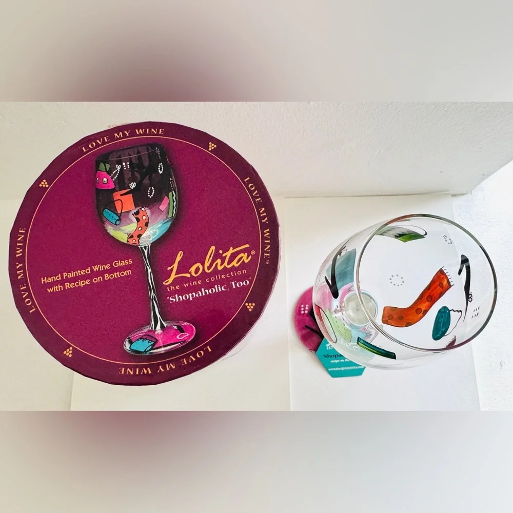 Lolita Shopaholic Art Wine Glass - NIP